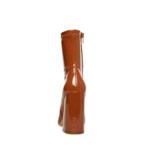 Steve Madden Slade Cognac Patent Ankelstøvletter Dame Brune | SM-748QR