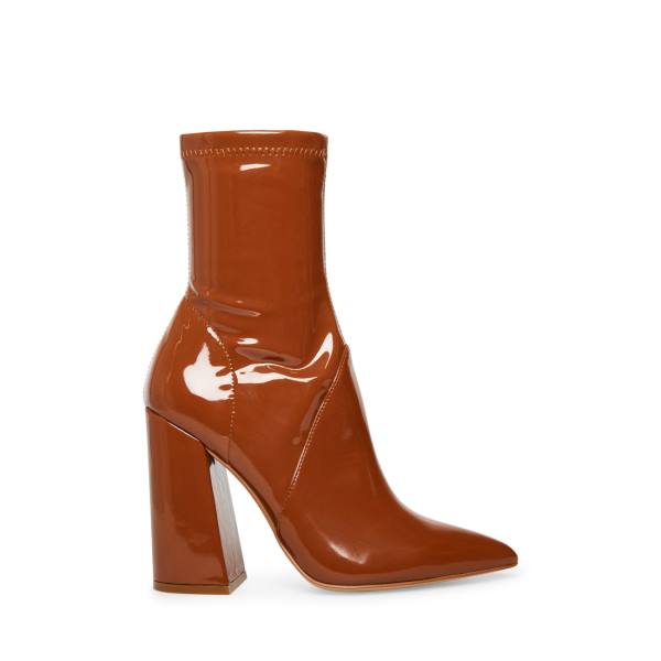 Steve Madden Slade Cognac Patent Ankelstøvletter Dame Brune | SM-748QR