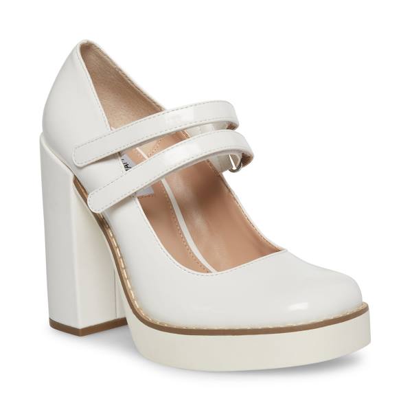 Steve Madden Twice Patent Heel Høye Hæler Dame Hvite | SM-402DW