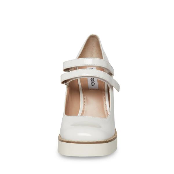 Steve Madden Twice Patent Heel Høye Hæler Dame Hvite | SM-402DW