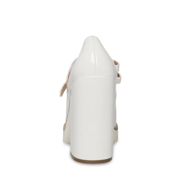 Steve Madden Twice Patent Heel Høye Hæler Dame Hvite | SM-402DW