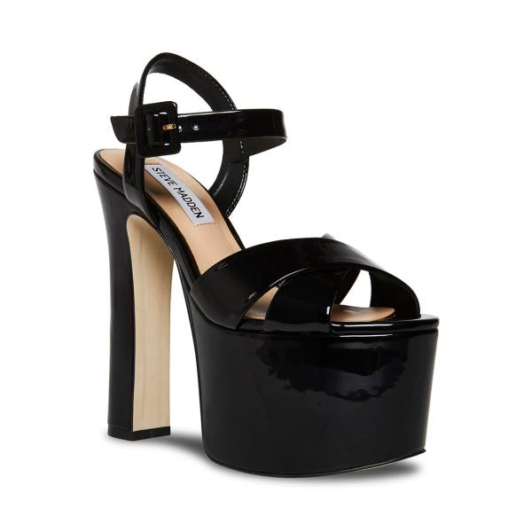 Steve Madden Vaida Patent Heel Høye Hæler Dame Svarte | SM-568PR
