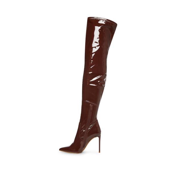 Steve Madden Vava Patent Støvler Dame Brune | SM-549KU