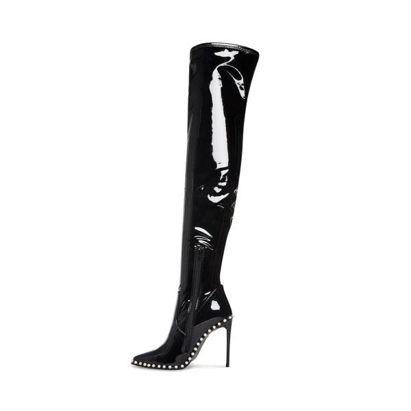Steve Madden Vyva Patent Støvler Dame Svarte | SM-049AX