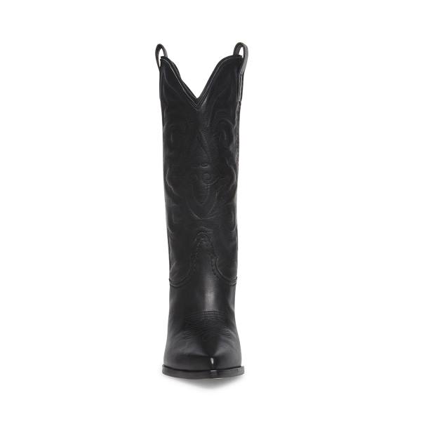 Steve Madden West Lær Støvler Dame Svarte | SM-309ZP