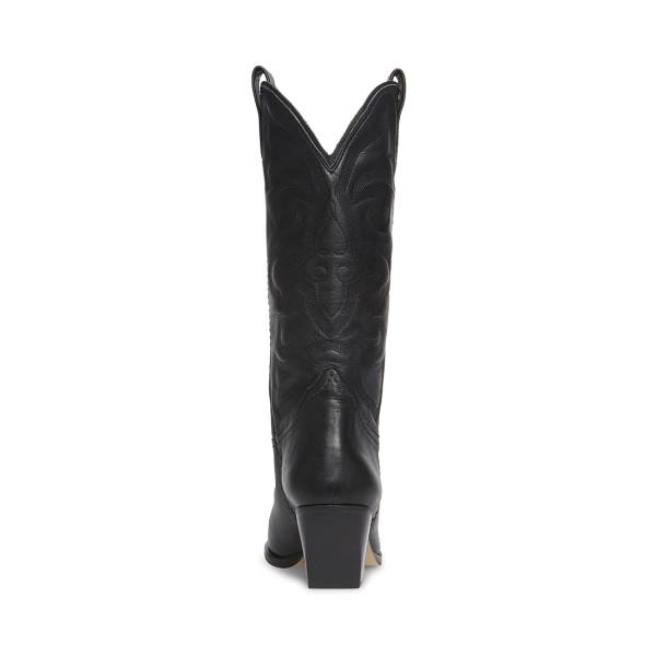Steve Madden West Lær Støvler Dame Svarte | SM-309ZP
