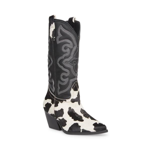 Steve Madden West Støvler Dame Svarte Hvite | SM-754FQ