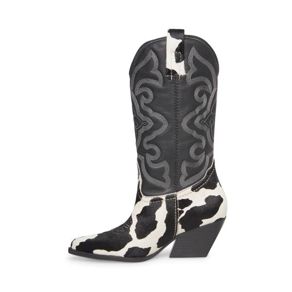 Steve Madden West Støvler Dame Svarte Hvite | SM-754FQ
