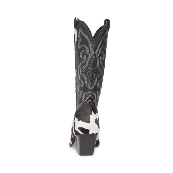 Steve Madden West Støvler Dame Svarte Hvite | SM-754FQ