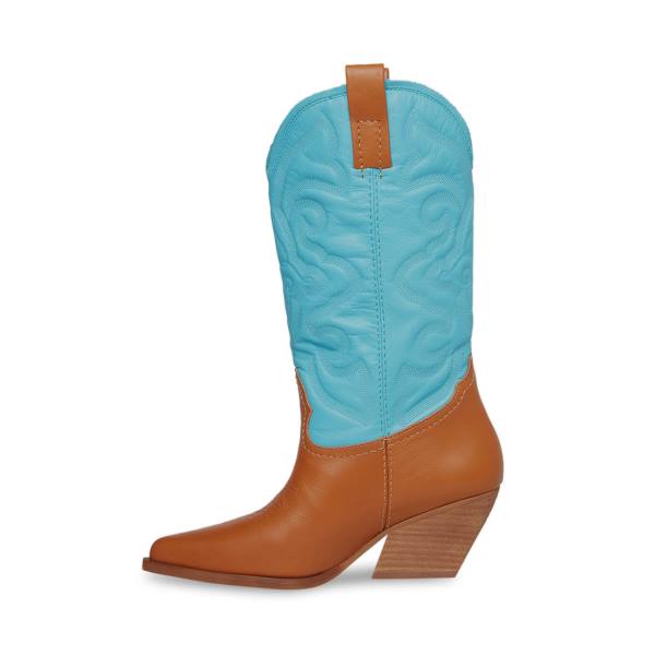 Steve Madden West Tan Støvler Dame Brune Blå | SM-214KD