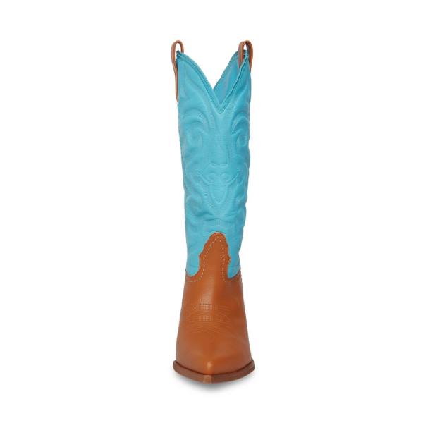 Steve Madden West Tan Støvler Dame Brune Blå | SM-214KD