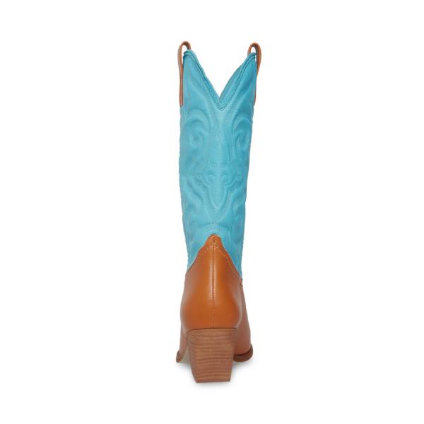 Steve Madden West Tan Støvler Dame Brune Blå | SM-214KD