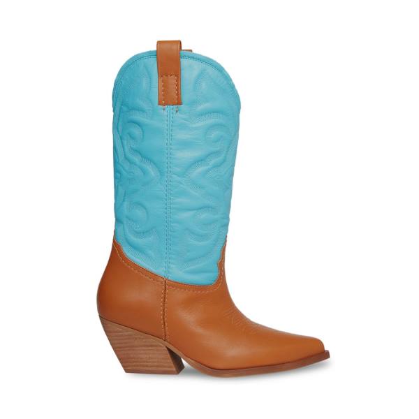 Steve Madden West Tan Støvler Dame Brune Blå | SM-214KD