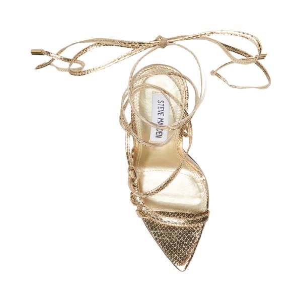 Steve Madden Whitney Snake Heel Høye Hæler Dame Gull Slangeprint | SM-961MK