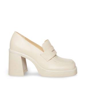 Steve Madden Fulfill Bone Lær Loafers Dame Beige | SM-147XI