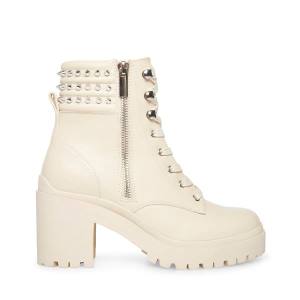 Steve Madden Jaydin Bone Lær Ankelstøvletter Dame Beige | SM-286BK
