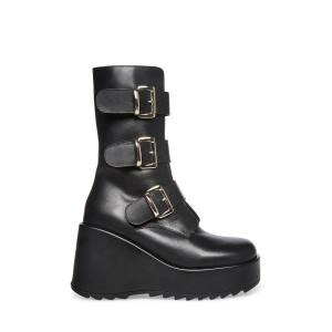 Steve Madden Primrose Lær Ankelstøvletter Dame Svarte | SM-527HX