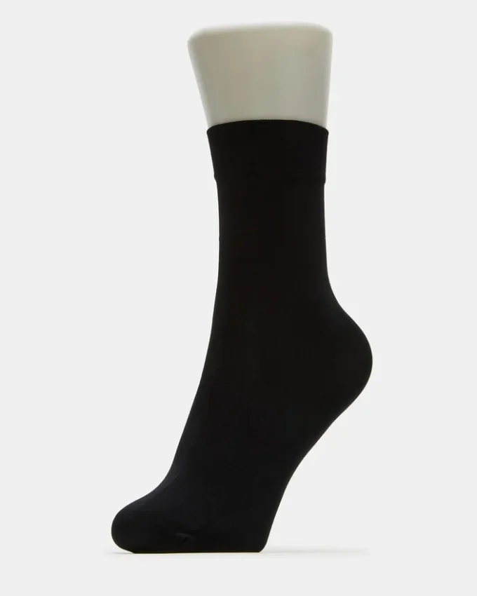 2-pakning med ankel-sokker med sløyfe i fiskenett, svart 2-pakning med ankel-sokker med sløyfe i fiskenett, svart