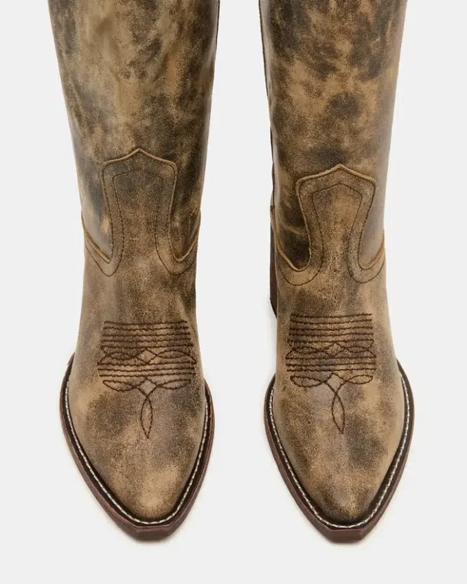 Albany Brown Distressed Wide Calf