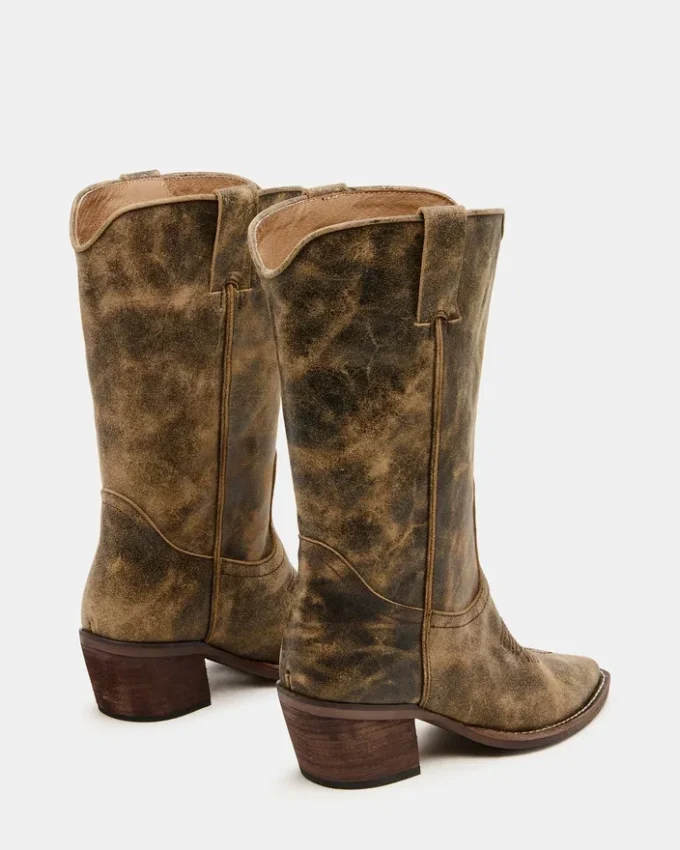 Albany Brown Distressed Wide Calf