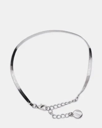 Ankelkjedesett i sølv med fiskebeinmønster