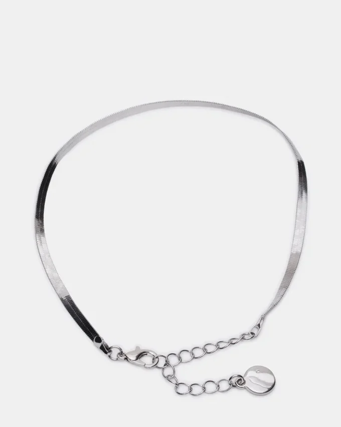 Ankelkjedesett i sølv med fiskebeinmønster