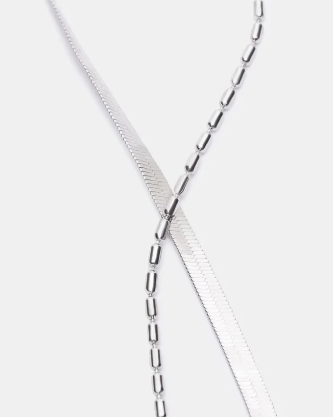 Ankelkjedesett i sølv med fiskebeinmønster