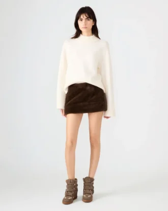 Aviva skinnskjørt i mørk espresso