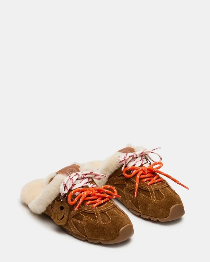 Aziel Mule Faux Fur Chestnut Suede