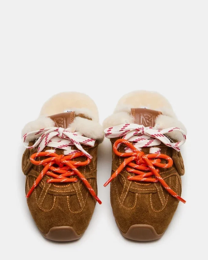Aziel Mule Faux Fur Chestnut Suede