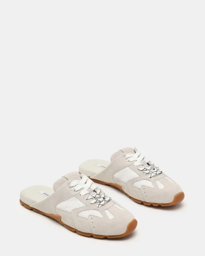 Aziel Mule hvit semsket skinn