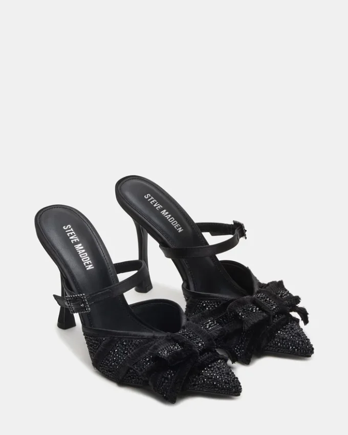 Baylin svart sateng med rhinestones