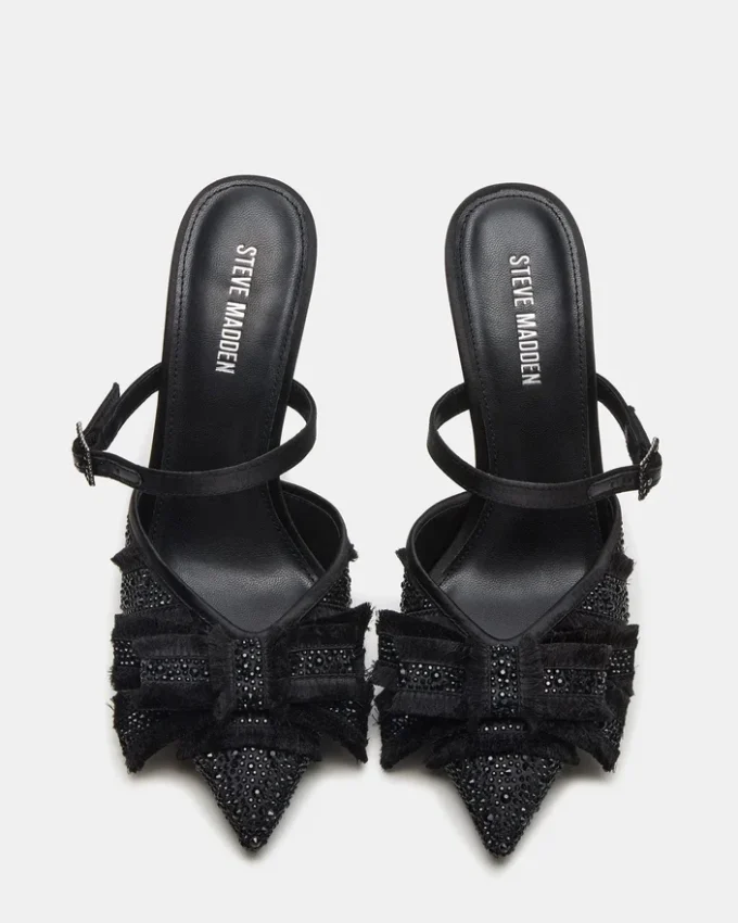 Baylin svart sateng med rhinestones