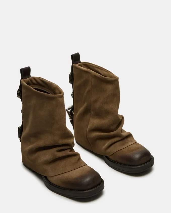 Benji taupe-farget semsket skinn