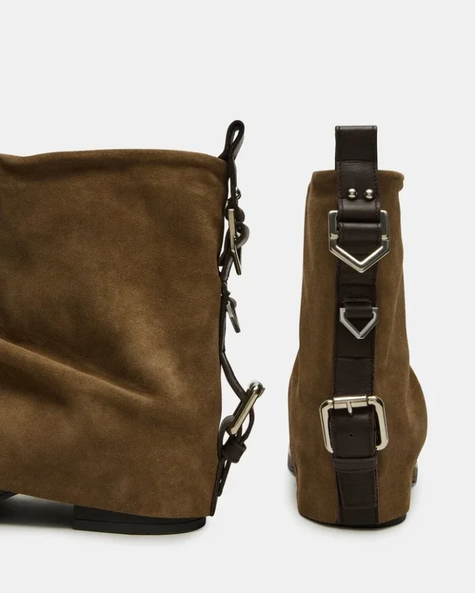 Benji taupe-farget semsket skinn