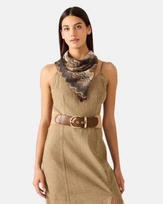 Bølget, skimrende firkantet skjerf, nøytralt