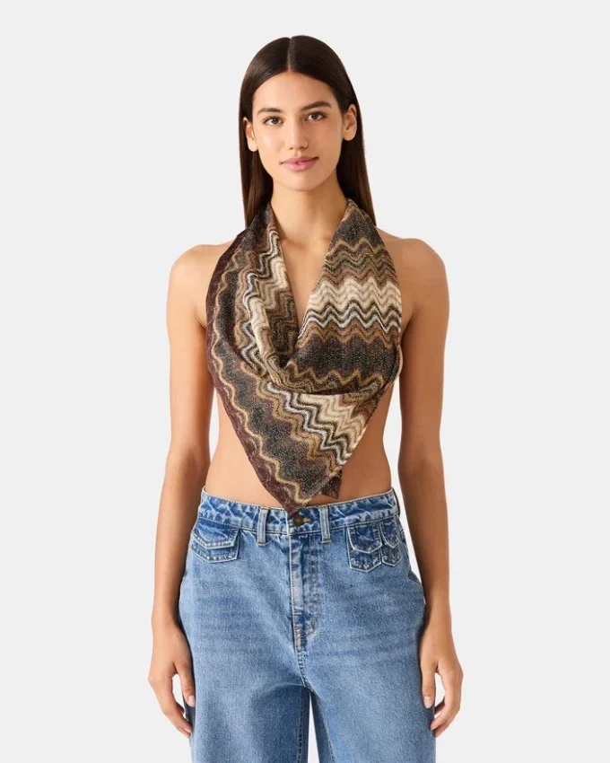 Bølget, skimrende firkantet skjerf, nøytralt