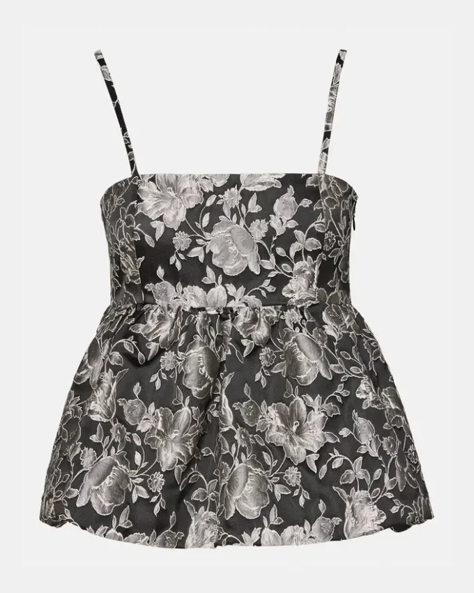 Bodi-top i svart med mønster