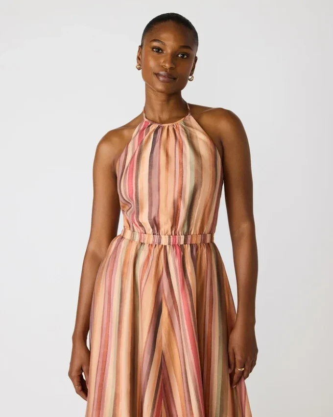 Dalina-kjole med striper i flere farger