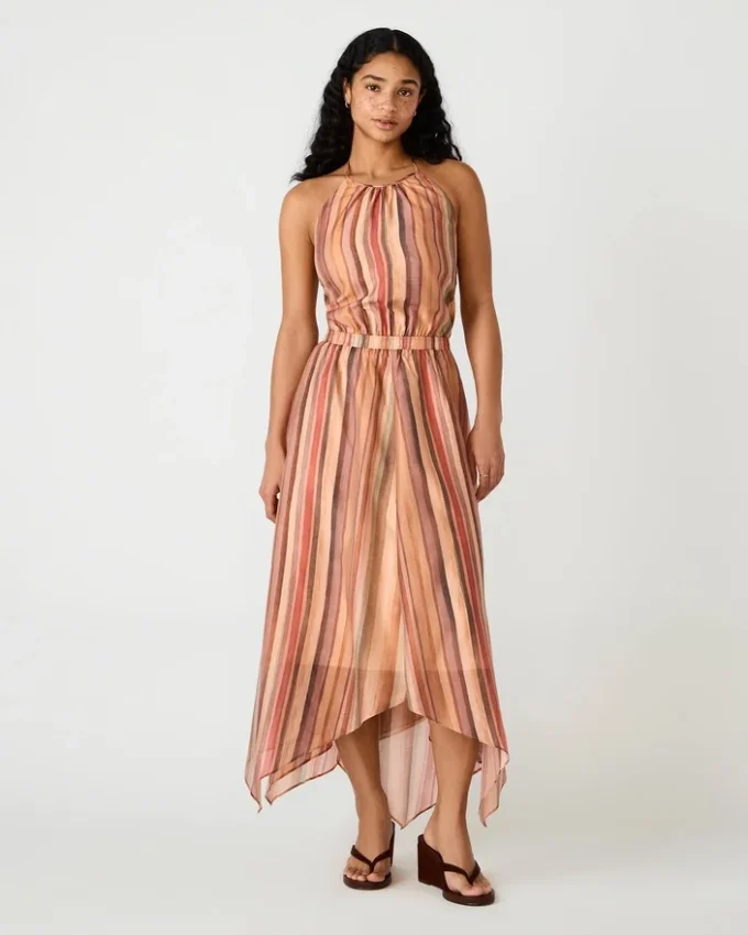 Dalina-kjole med striper i flere farger
