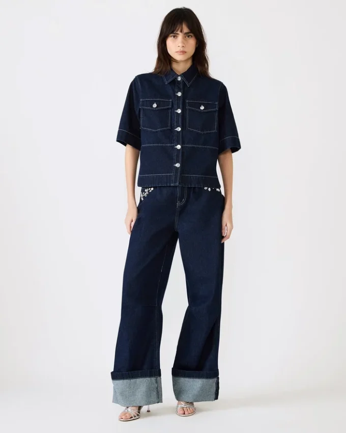 Eliana-top i bijoublå