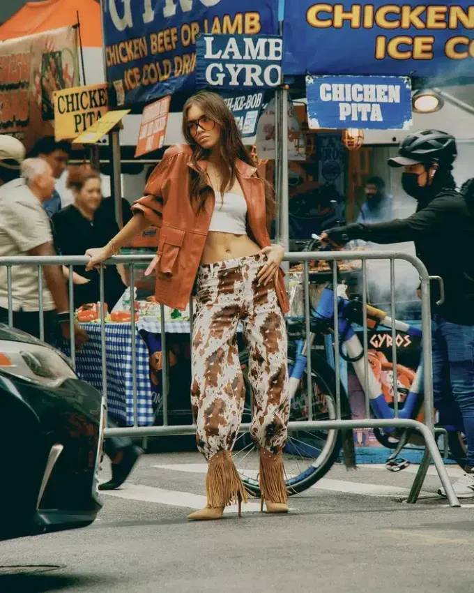 Falter kastanjefarget semsket skinn