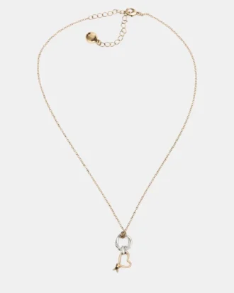 Halskjede med tofarget hjerteanheng