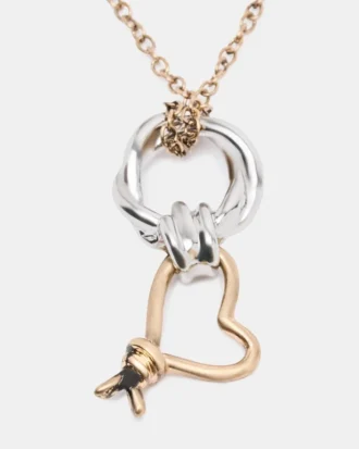 Halskjede med tofarget hjerteanheng