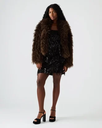 Inaya-kåpe i mørk espresso