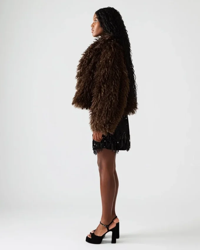 Inaya-kåpe i mørk espresso