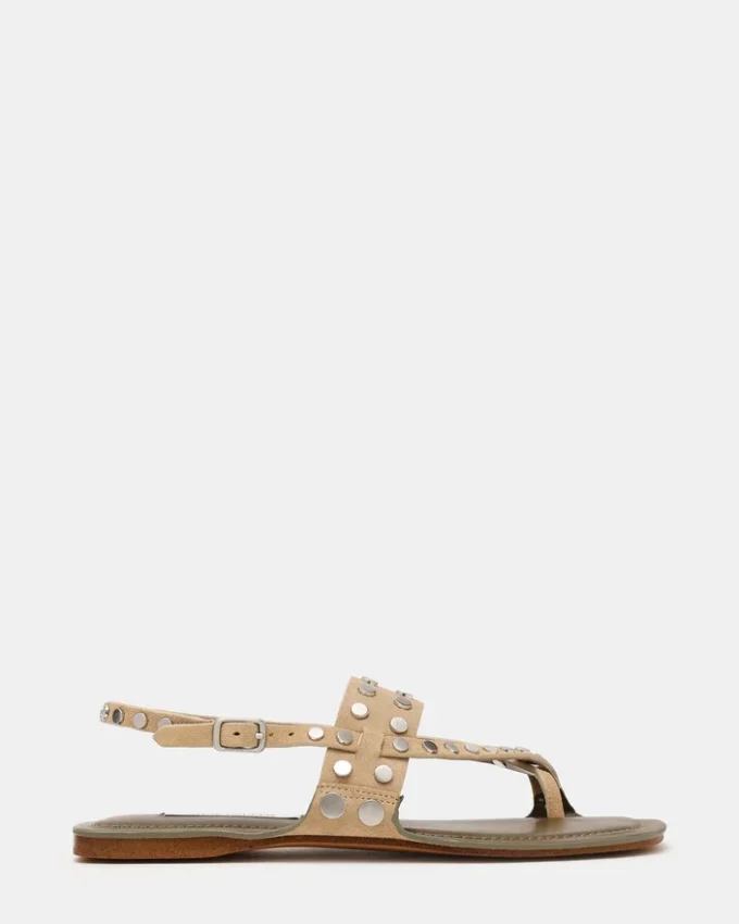 Kaeli taupe-farget semsket skinn