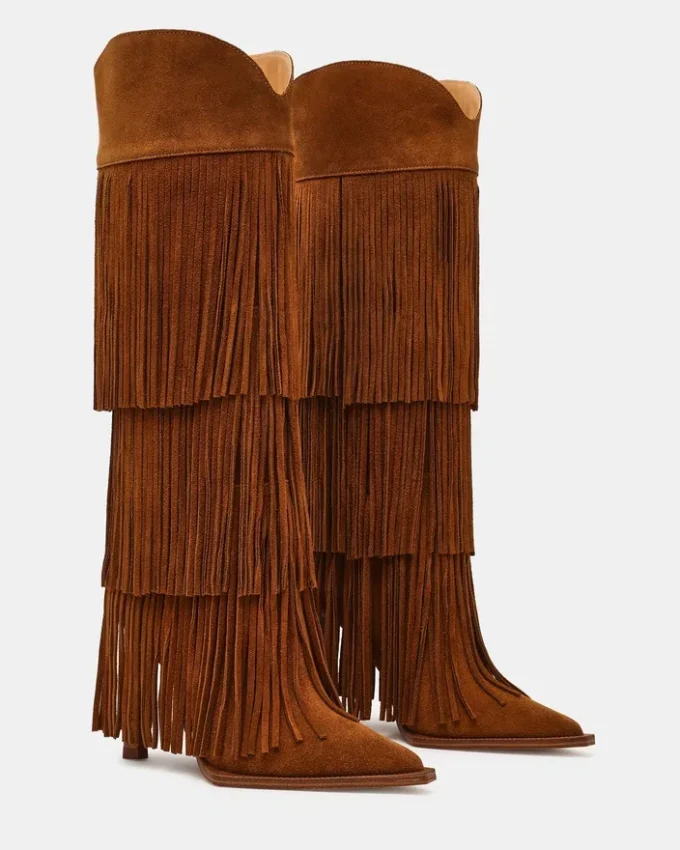 Kinzee Fringe Chestnut Suede