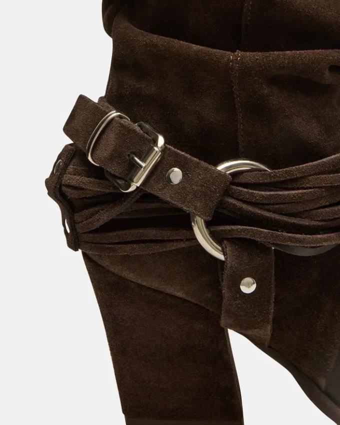 Lauper mørk taupe-farget semsket skinn