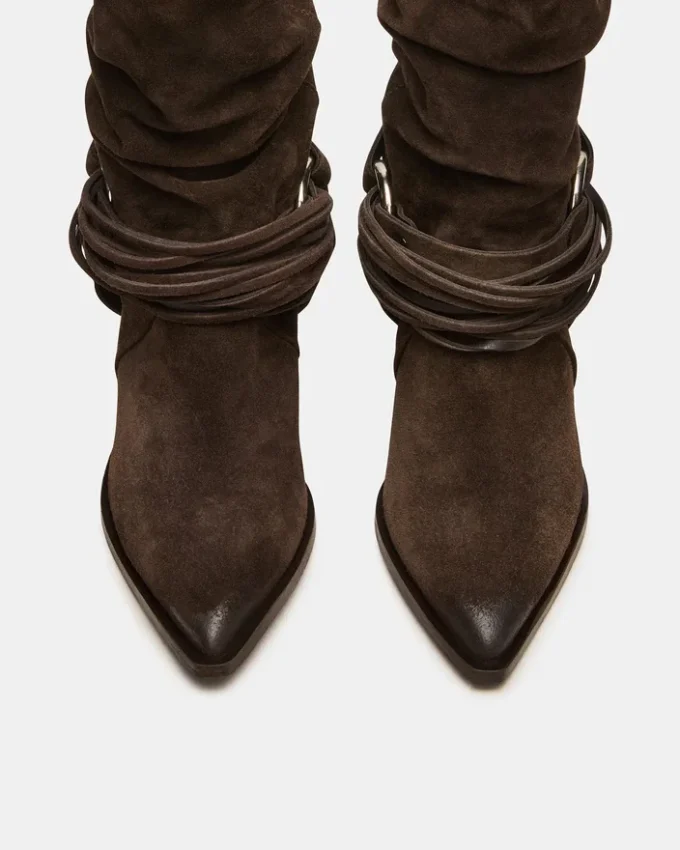 Lauper mørk taupe-farget semsket skinn